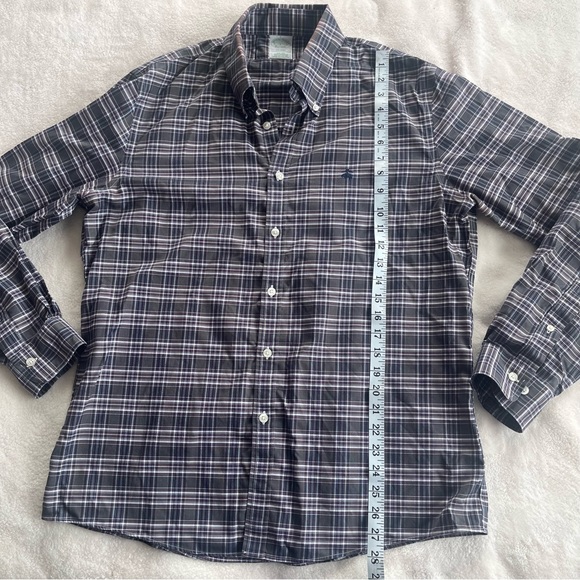 Brooks Brothers Milano Original Collar Button Down Plaid Purple White Large - Picture 9 of 9